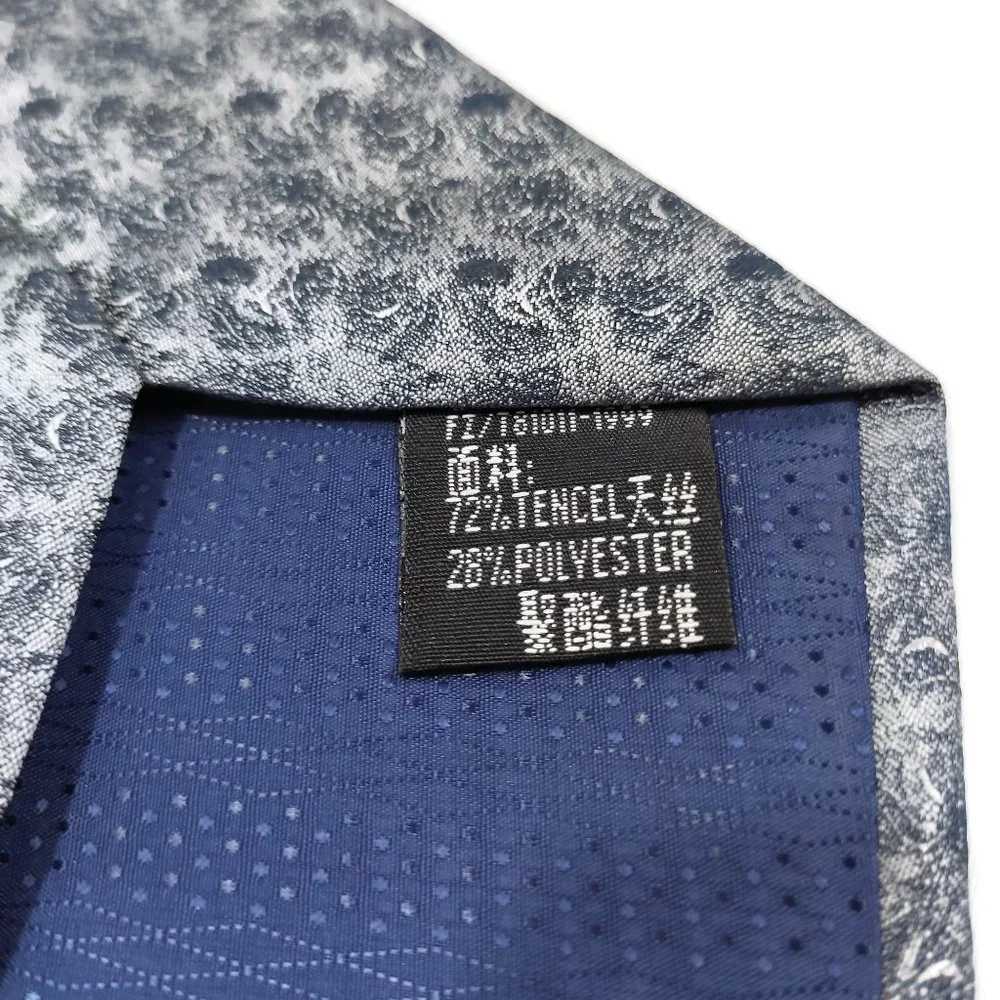 Qiubite Hand Made Blue‎ Patchwork Pattern Mens Tie